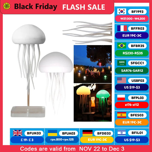 Cartoon Dancing Jellyfish Night Light RGB Gradient Cute Jellyfish Bedside Lamp Voice Control Type-C Charging LED Night Lamp